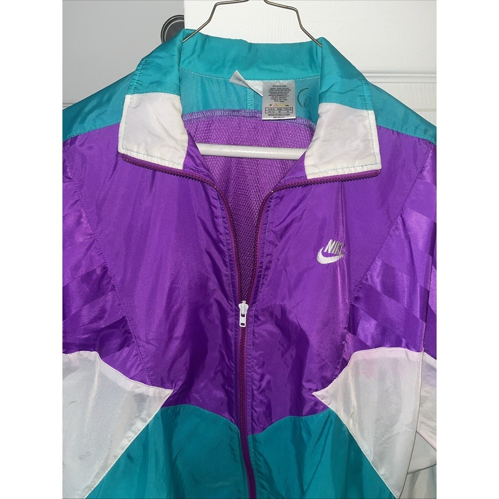 Vintage 80s 90s Nike Gray Tag Swoosh Color Block Windbreaker Jacket M 10-12 - Picture 6 of 12